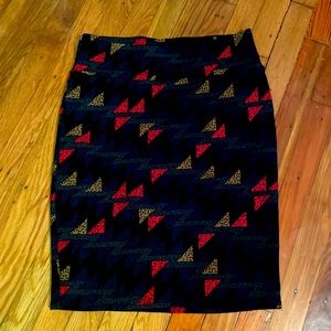 geometric pencil skirt
